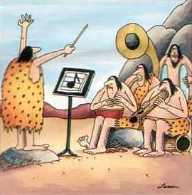 Cartoon of a Neandertal band
